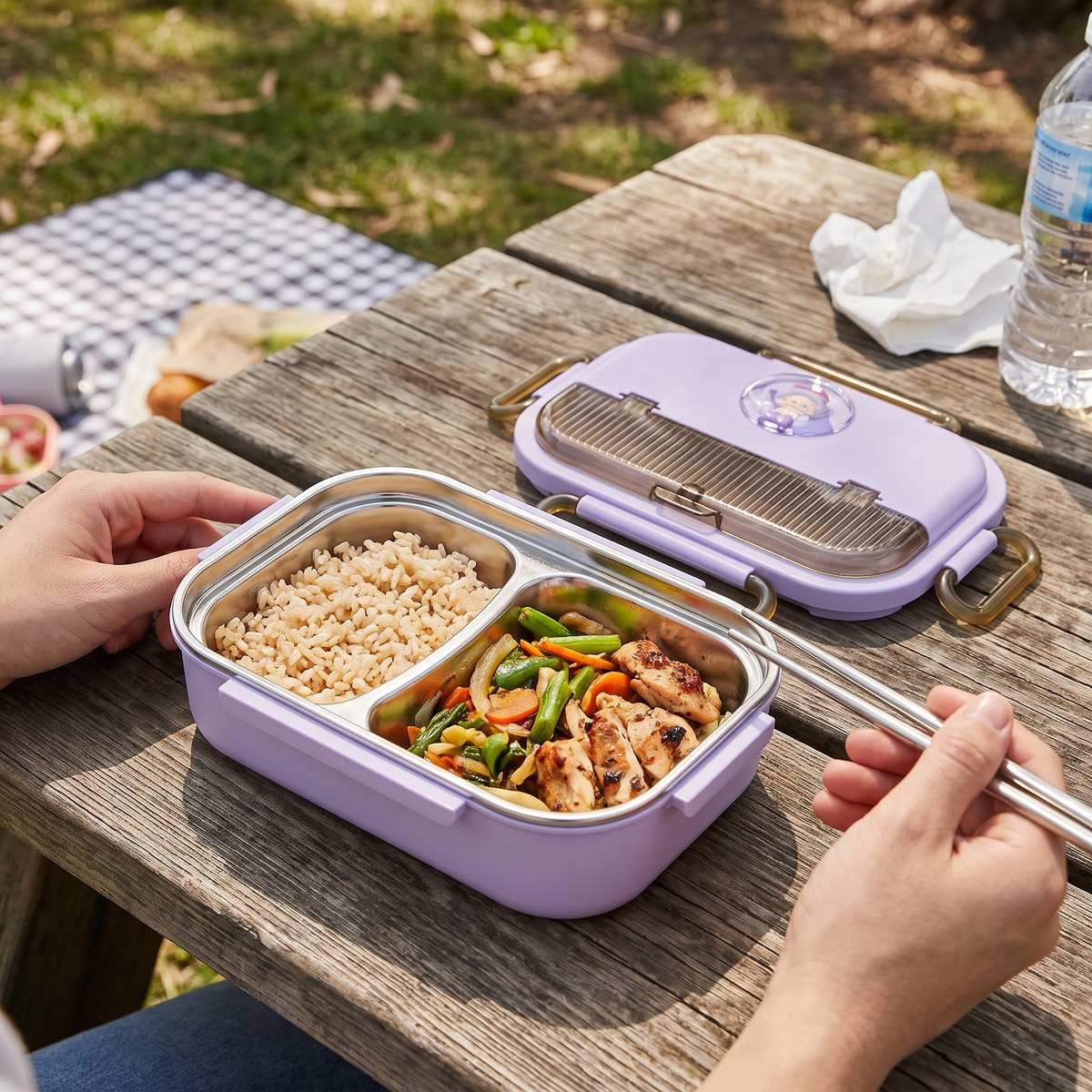 Lunch Box Isotherme avec Couverts - AI generated