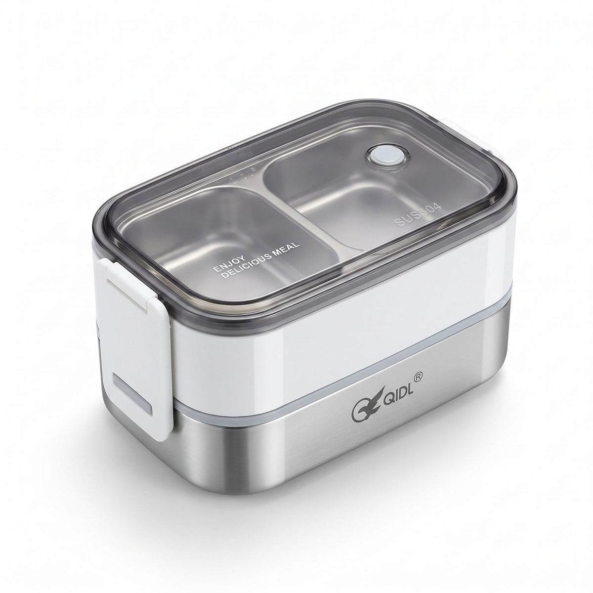 Lunch Box Isotherme Double Compartiment Inox - packshot blanc