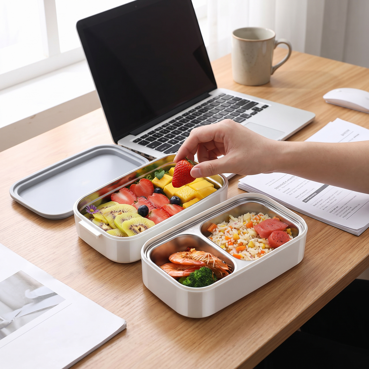 Lunch Box Isotherme Double Compartiment Inox - lifestyle