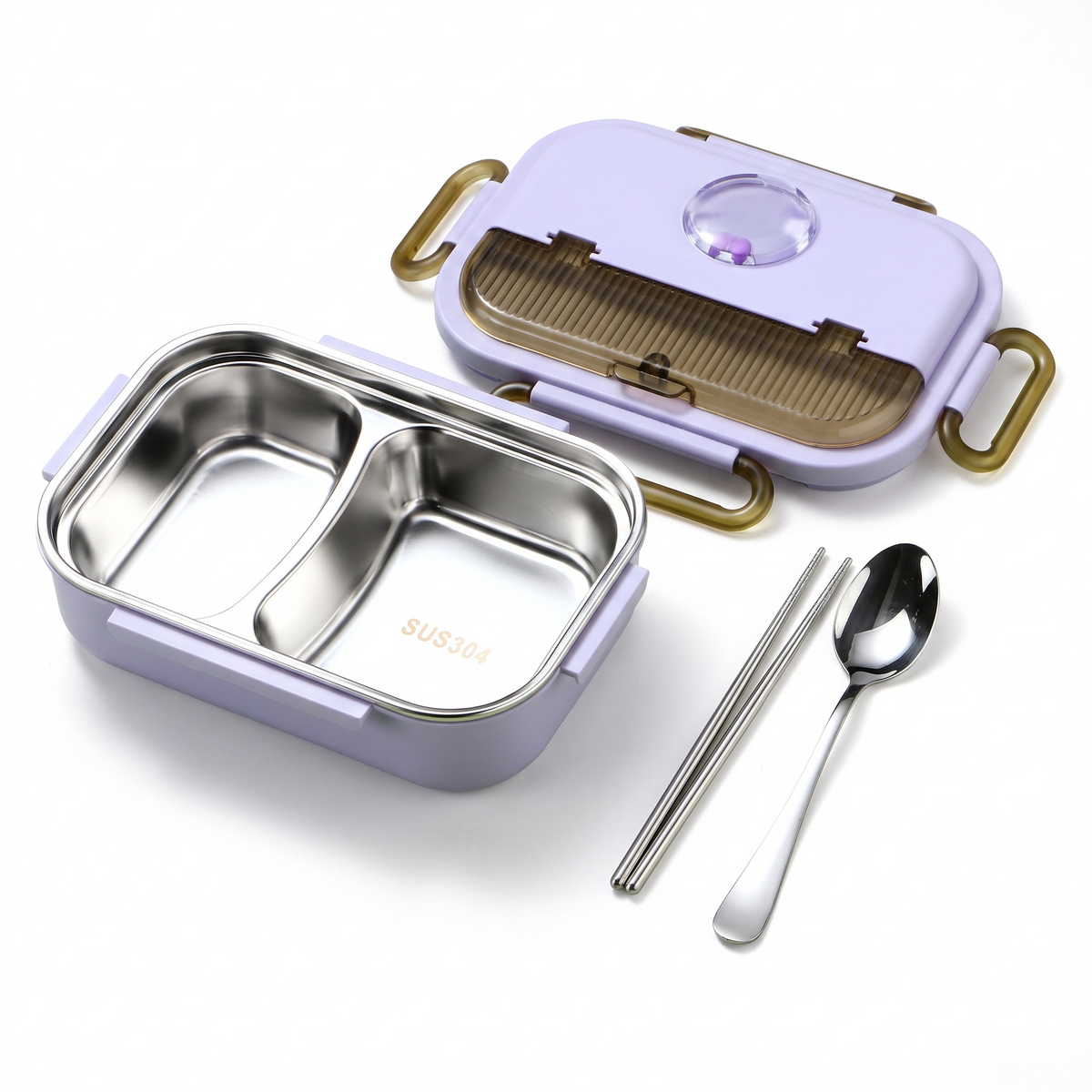 Lunch Box Isotherme Inox avec Couverts - packshot blanc