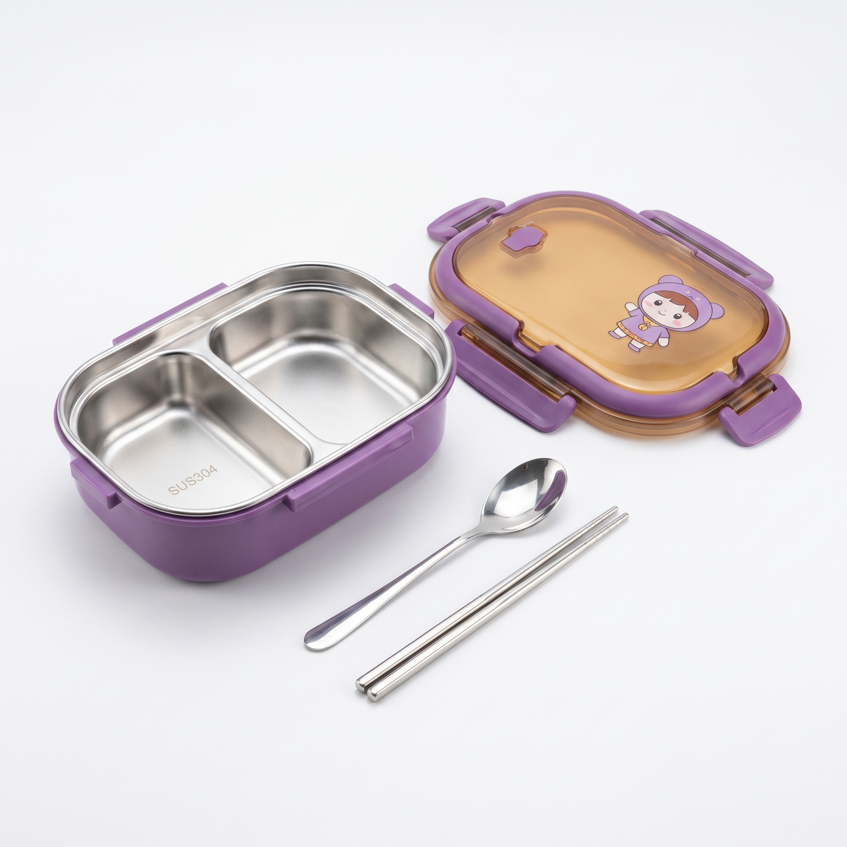 Lunch Box Isotherme Inox avec Couverts - packshot blanc